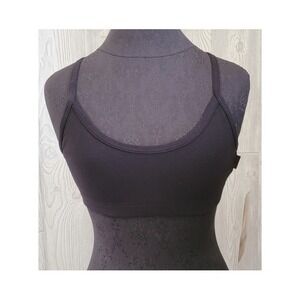 NWT Kos USA M Cross Back Dance Yoga Low-Impact Sports Bra 674 Black #96518